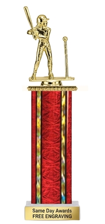 Wide Column Girls T-Ball Trophy with free custom engraving and colorful trophy column