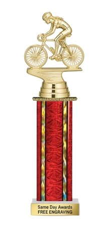 Female Racing Bike Trophy Custom Engraved Wide Column Cycling Award