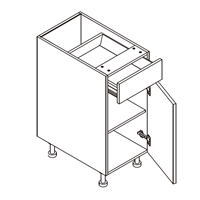 Frameless Matte White Base Cabinet w/ 1 Door 1 Drawer