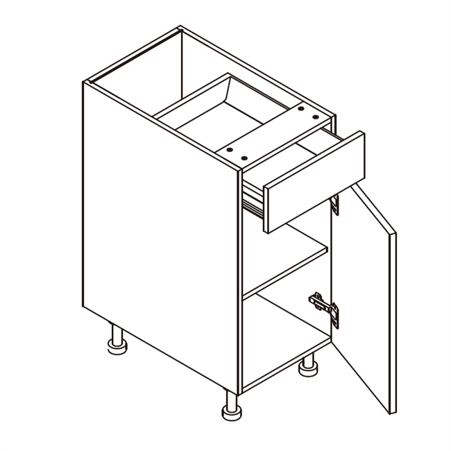 Frameless Matte Black Base Cabinet w/ 1 Door 1 Drawer