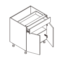 Frameless Matte White Base Cabinet w/ 2 Doors 1 Drawer