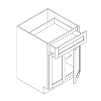 Vista Frameless White Base Cabinet 2 Doors 1 Drawer