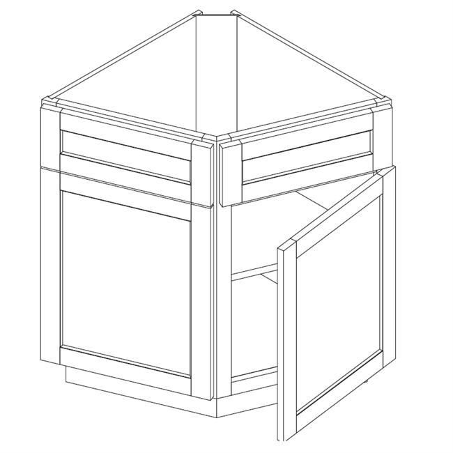 White Square Base Angle Cabinet