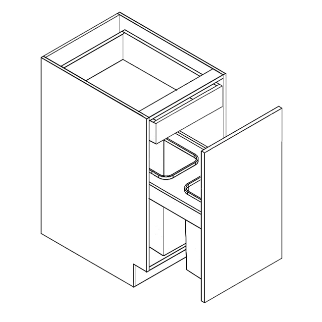 Frameless Lucca Slab Base Trash Pullout Cabinet (Single or Double Bin)