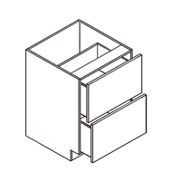 Frameless Matte Gray Drawer Base Cabinet w/ 2 Equal Drawers