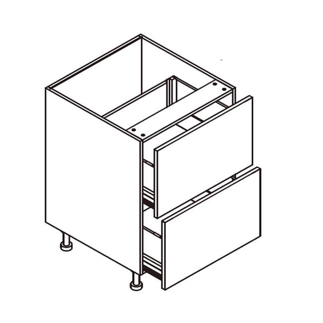 Frameless Matte White Drawer Base Cabinet w/ 2 Drawers