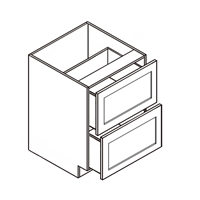 Jersey White Shaker Drawer Base Cabinet w/ 2 Equal Drawers