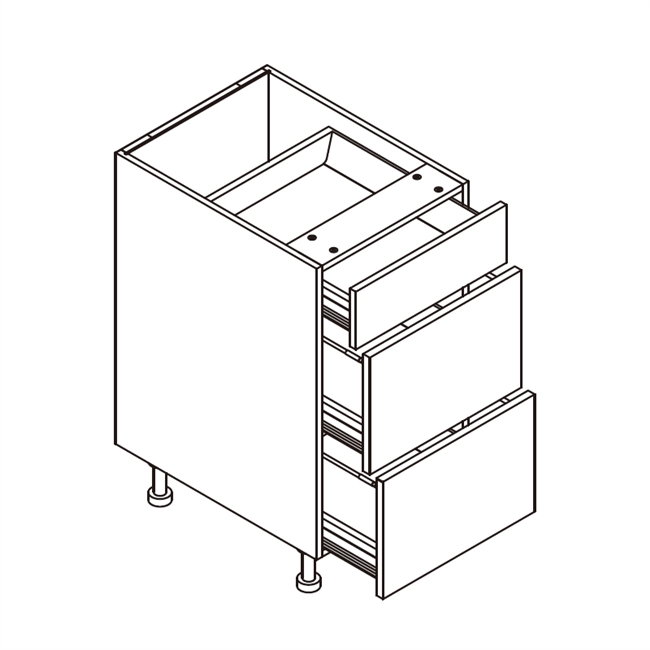 Frameless Matte Black Drawer Base Cabinet w/ 3 Drawers