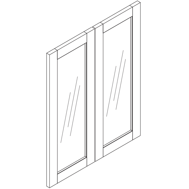 Coastal Shaker White Wall 2 Door Glass Door Frame 30" High