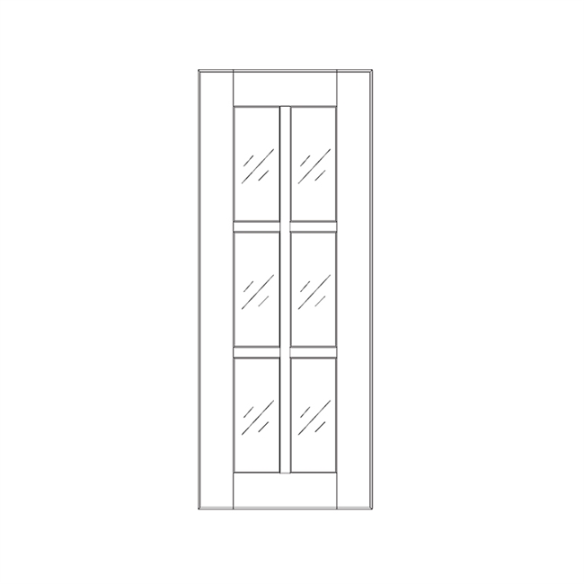 Valleywood Rustic Hickory Single Mullion Glass Door 42" High