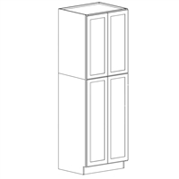Coastal Shaker Gray Double Pantry Cabinet 4 Door
