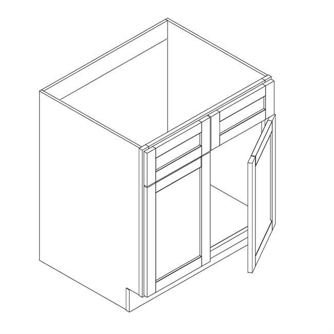 Supreme White Shaker Sink Base 2 Doors 2 False Fronts