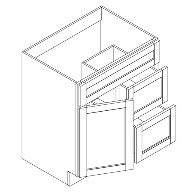 Craftsman Java Maple Vanity Sink Combo 1 Door 2 Drawers (Door Left or Door Right)
