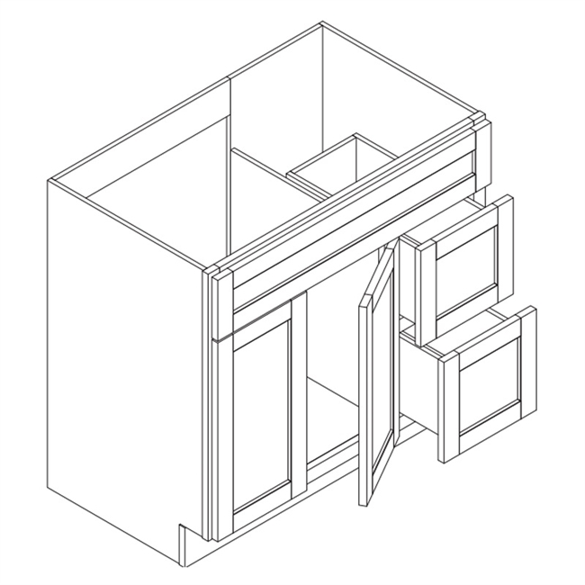 Chestnut Maple Vanity Sink Combo 2 Doors 2 Drawers (Doors Left or Doors Right)