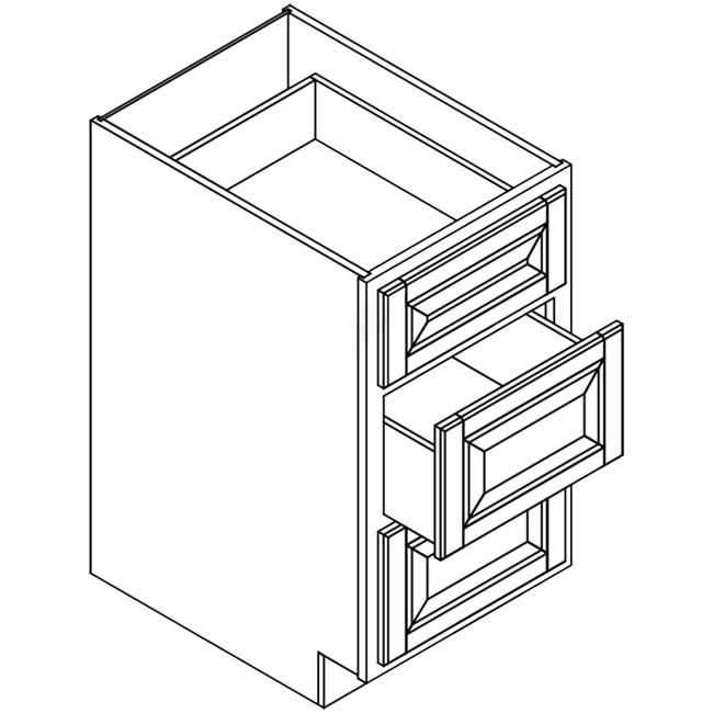 Coffee Square Vanity Drawer Base w/ 3 Drawers