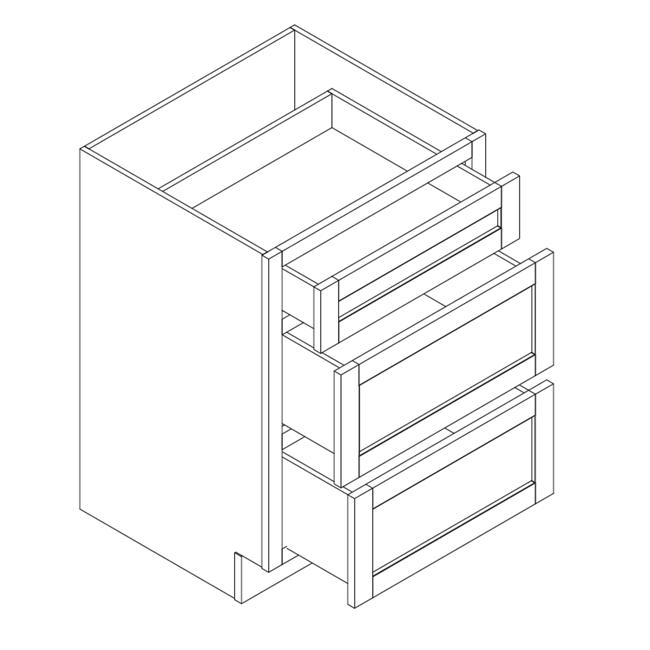 Malibu White Shaker Vanity 3 Drawer Base