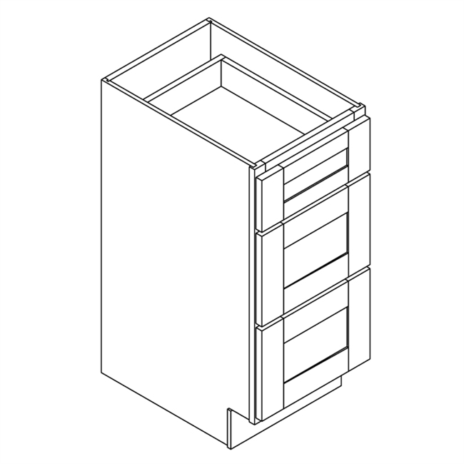 Supreme Oak Shaker Vanity Drawer Base w/ 3 Drawers