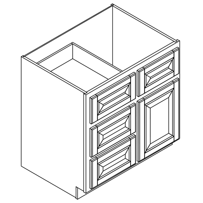 American Oak Vanity Combo 1 Door 3 Drawers 1 False Front