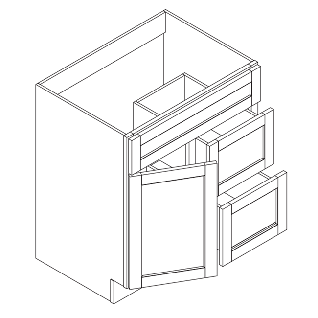 White Square Vanity Combo 1 Door 3 Drawers 1 False Front