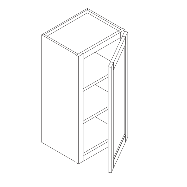 Cypress Green Slim Shaker Wall Cabinet 1 Door 36" High