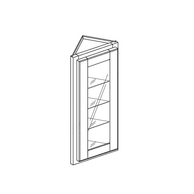 Malibu Gray Shaker Wall End Angled Cabinet w/ Glass Door
