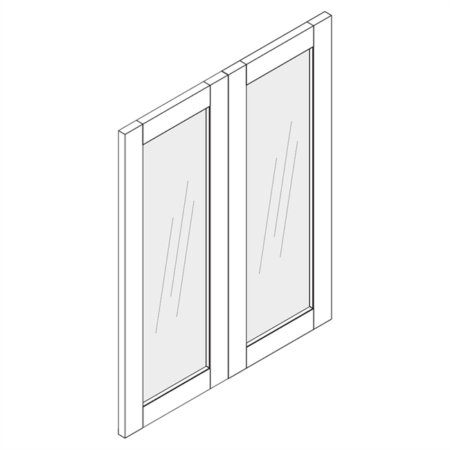 Elegant Shaker White Wall Double Beveled Glass Door