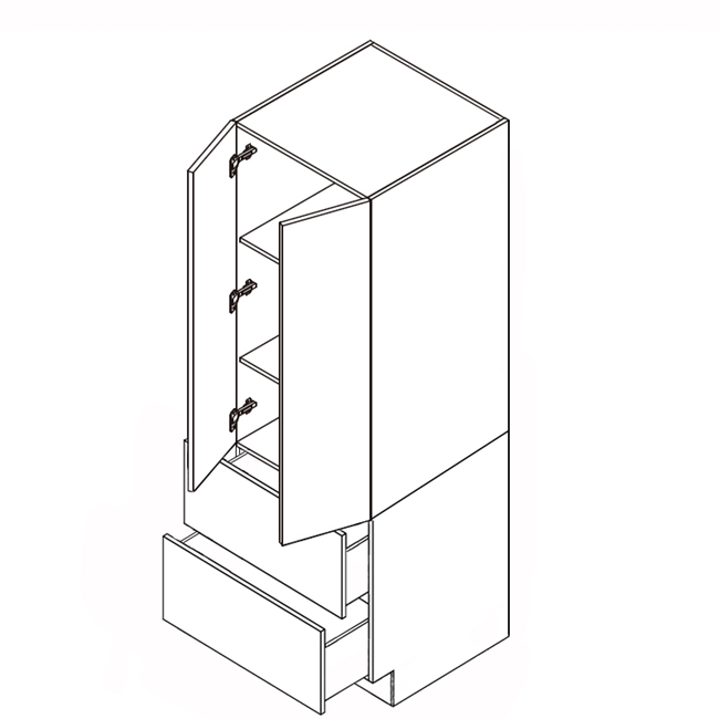 Frameless Bella Slab Double Pantry w/ 2 Drawer