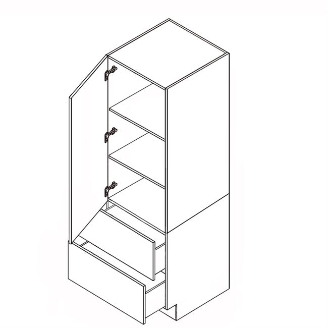 Frameless Lucca Slab Single Pantry w/ 2 Drawers