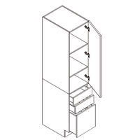 Frameless Lucca Slab Single Pantry w/ 3 Drawer