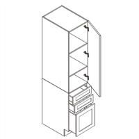 Jersey Black Shaker Single Pantry w/ 3 Drawer