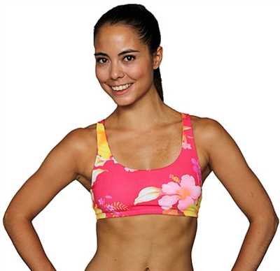 LIBERDADE BRA PRINTS - Pink Hibiscus - X-Small