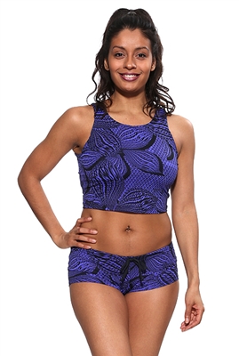 RIBEIRA CROP TOP PRINTS - Purple Oleander - Large