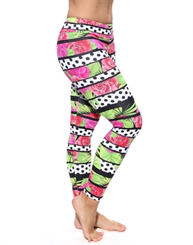 XIQUE XIQUE FULL LENGTH LEGGING PRINTS - Pink Polka Dots - X-Small