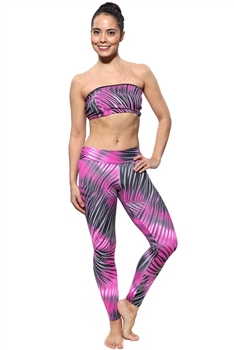 XIQUE XIQUE FULL LENGTH LEGGING PRINTS - Pink Plume - Small