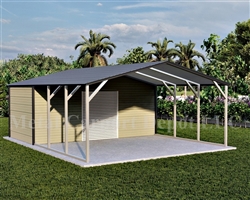 Carport With Storage Boxed Eave Style Metal Combo Unit 20' x 26' x 6'