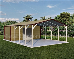 Carport With Storage Boxed Eave Style Metal Combo Unit 20' x 31' x 6'