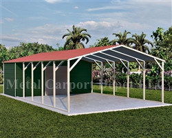 Carport With Storage Boxed Eave Style Metal Combo Unit 20' x 36' x 6'