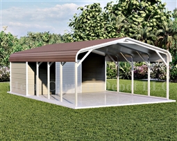 Carport With Storage Regular Style Metal Combo Unit 18' x 31' x 6'