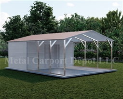 Carport With Storage Vertical Roof Style Metal Combo Unit 20' x 26' x 6'