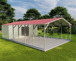 Carport With Storage Vertical Roof Style Metal Combo Unit 22' x 36' x 6'