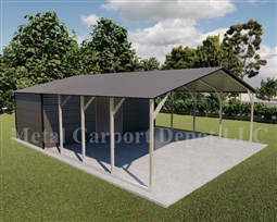 Carport With Storage Vertical Roof Style Metal Combo Unit 24' x 31' x 6'