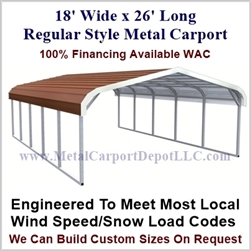 18' x 26' Regular Style Metal Carport