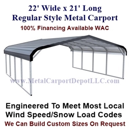22' x 21' Regular Style Metal Carport