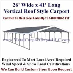 Triple Wide Boxed Eave Style Metal Carport 26' x 41' x 6'