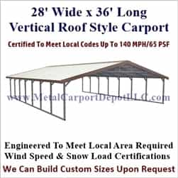 Triple Wide Boxed Eave Style Metal Carport 28' x 36' x 6'