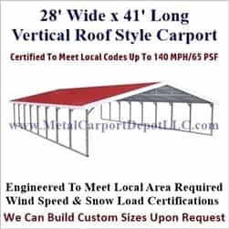 Triple Wide Boxed Eave Style Metal Carport 28' x 41' x 6'