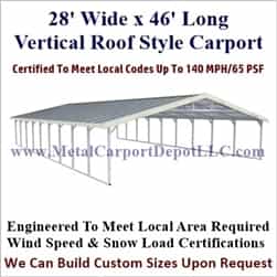 Triple Wide Boxed Eave Style Metal Carport 28' x 46' x 6'