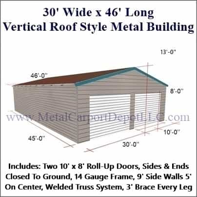30x46 Metal Garage  30x46 Steel Garage Building