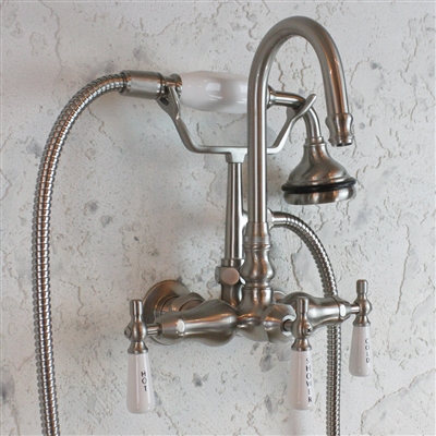 Edwardian Brushed Nickel Wall Mount Tub Faucet - Bathroom Faucet | Baths Of Distinction