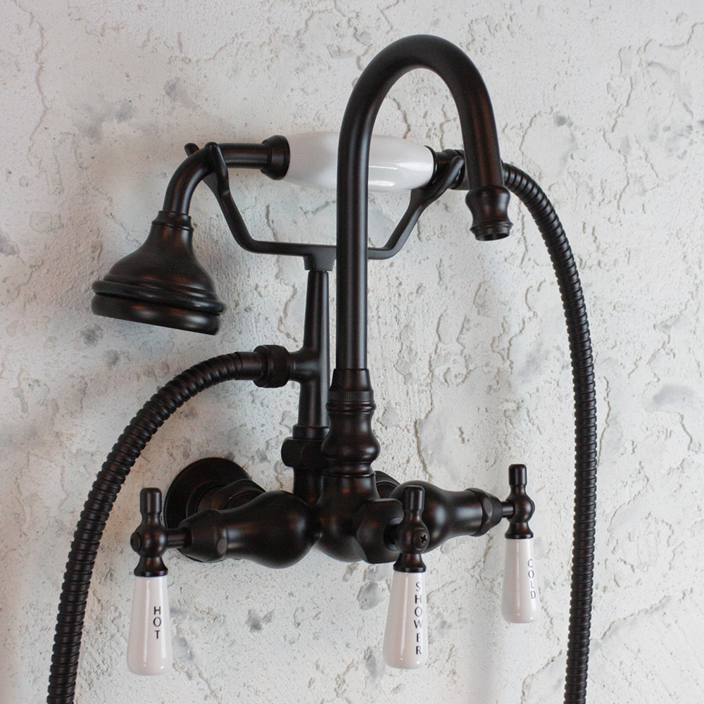 Edwardian Oil Rubbed Bronze Wall Mount Tub Faucet